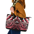 Aotearoa Ngai Te Rangi Leather Tote Bag Maori Iwi Poutama Puhoro Tattoo