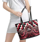 Aotearoa Ngai Te Rangi Leather Tote Bag Maori Iwi Poutama Puhoro Tattoo