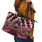 Aotearoa Ngai Te Rangi Leather Tote Bag Maori Iwi Poutama Puhoro Tattoo