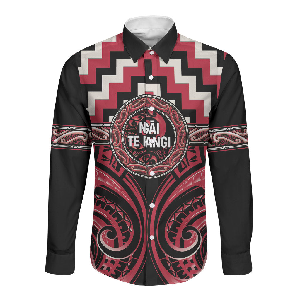 Aotearoa Ngai Te Rangi Personalised Long Sleeve Button Shirt Maori Iwi Poutama Puhoro Tattoo
