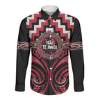 Aotearoa Ngai Te Rangi Personalised Long Sleeve Button Shirt Maori Iwi Poutama Puhoro Tattoo