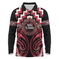 Aotearoa Ngai Te Rangi Personalised Long Sleeve Polo Shirt Maori Iwi Poutama Puhoro Tattoo