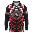 Aotearoa Ngai Te Rangi Personalised Long Sleeve Polo Shirt Maori Iwi Poutama Puhoro Tattoo