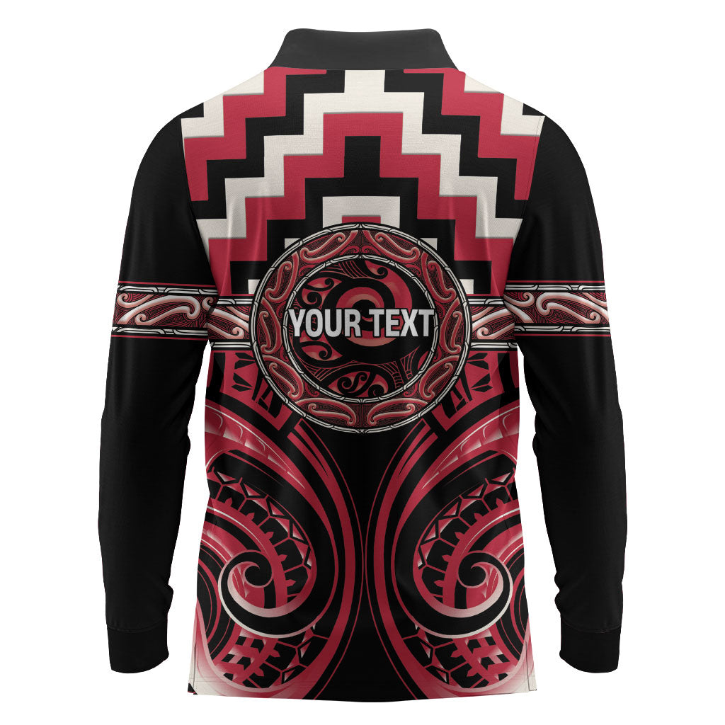 Aotearoa Ngai Te Rangi Personalised Long Sleeve Polo Shirt Maori Iwi Poutama Puhoro Tattoo