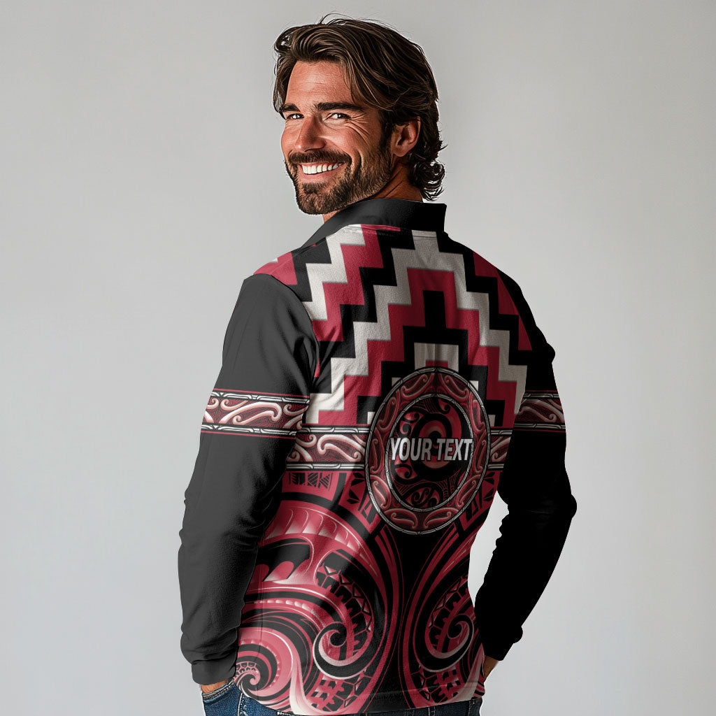 Aotearoa Ngai Te Rangi Personalised Long Sleeve Polo Shirt Maori Iwi Poutama Puhoro Tattoo