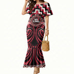 Aotearoa Ngai Te Rangi Personalised Mermaid Dress Maori Iwi Poutama Puhoro Tattoo