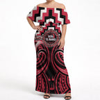 Aotearoa Ngai Te Rangi Personalised Off Shoulder Maxi Dress Maori Iwi Poutama Puhoro Tattoo