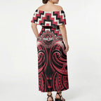 Aotearoa Ngai Te Rangi Personalised Off Shoulder Maxi Dress Maori Iwi Poutama Puhoro Tattoo
