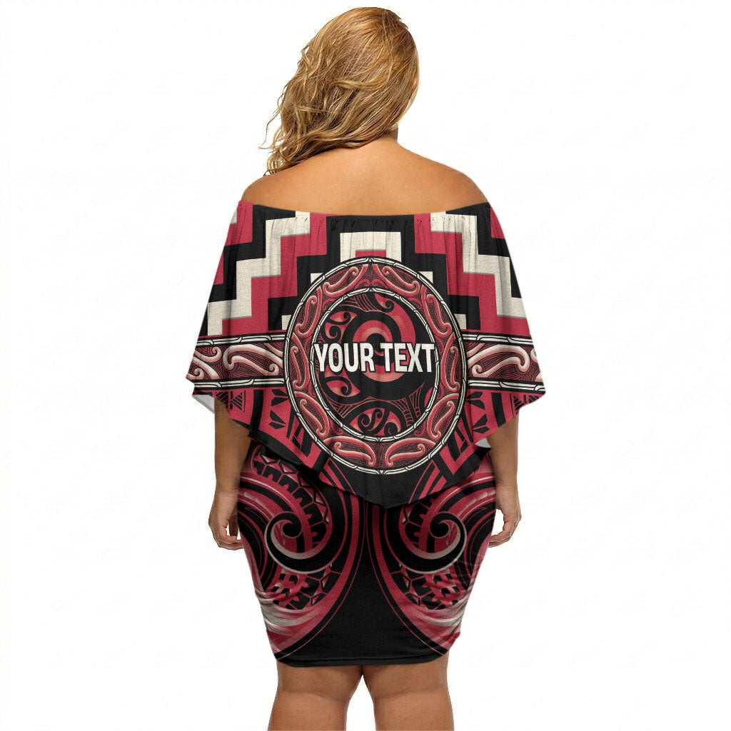 Aotearoa Ngai Te Rangi Personalised Off Shoulder Short Dress Maori Iwi Poutama Puhoro Tattoo