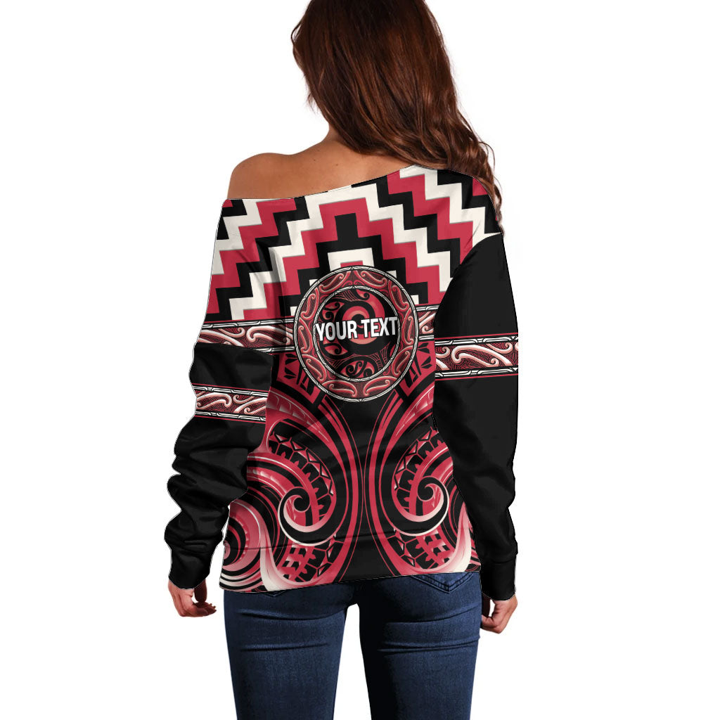 Aotearoa Ngai Te Rangi Personalised Off Shoulder Sweater Maori Iwi Poutama Puhoro Tattoo