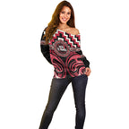 Aotearoa Ngai Te Rangi Personalised Off Shoulder Sweater Maori Iwi Poutama Puhoro Tattoo