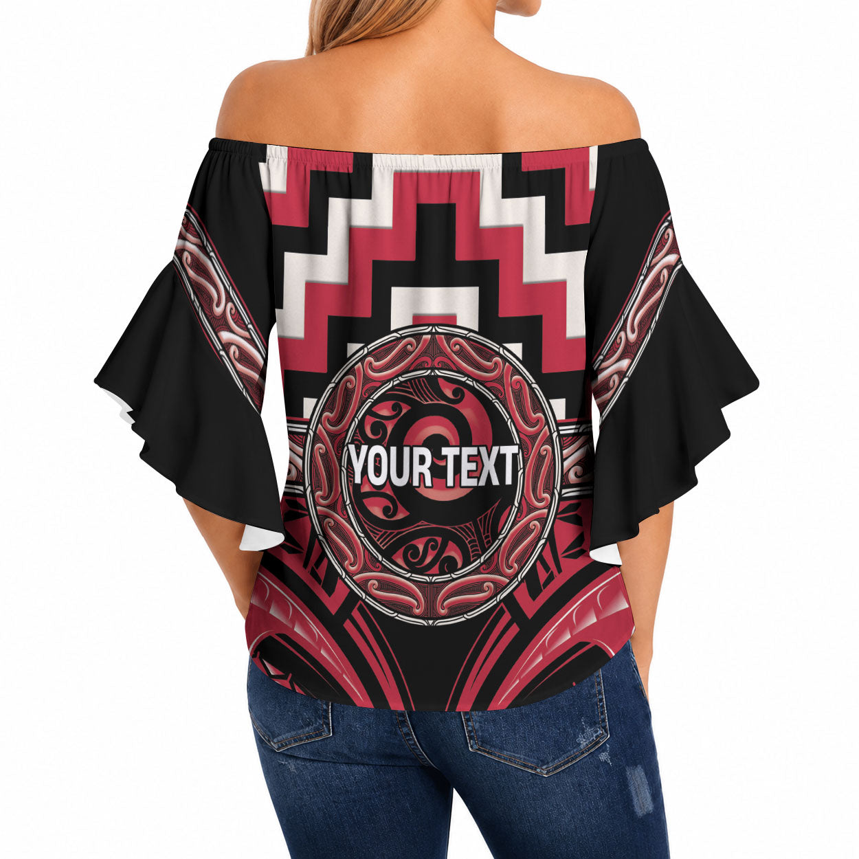 Aotearoa Ngai Te Rangi Personalised Off Shoulder Wrap Waist Top Maori Iwi Poutama Puhoro Tattoo