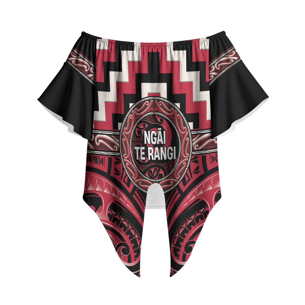 Aotearoa Ngai Te Rangi Personalised Off Shoulder Wrap Waist Top Maori Iwi Poutama Puhoro Tattoo