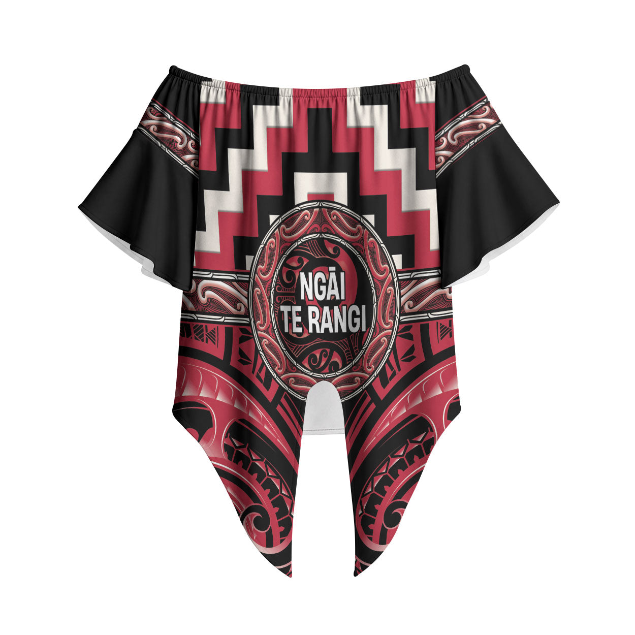 Aotearoa Ngai Te Rangi Personalised Off Shoulder Wrap Waist Top Maori Iwi Poutama Puhoro Tattoo
