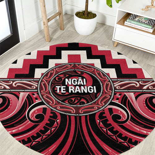 Aotearoa Ngai Te Rangi Round Carpet Maori Iwi Poutama Puhoro Tattoo