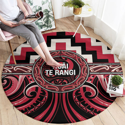 Aotearoa Ngai Te Rangi Round Carpet Maori Iwi Poutama Puhoro Tattoo