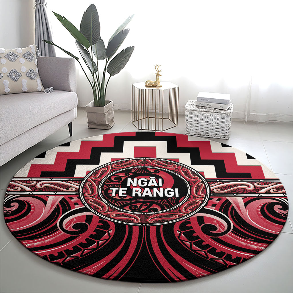 Aotearoa Ngai Te Rangi Round Carpet Maori Iwi Poutama Puhoro Tattoo