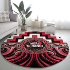 Aotearoa Ngai Te Rangi Round Carpet Maori Iwi Poutama Puhoro Tattoo