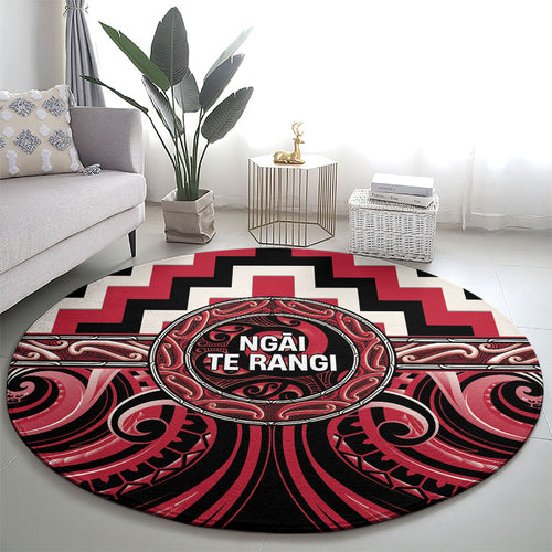 Aotearoa Ngai Te Rangi Round Carpet Maori Iwi Poutama Puhoro Tattoo