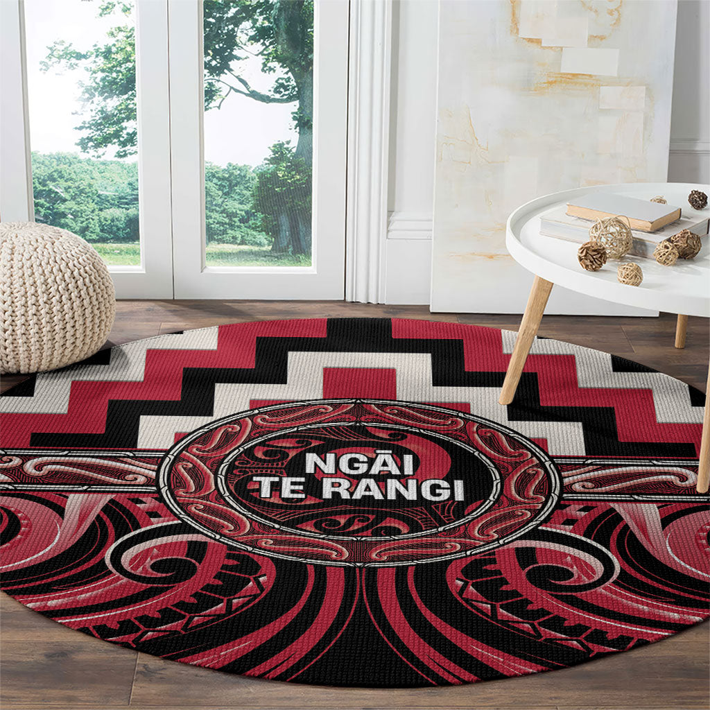 Aotearoa Ngai Te Rangi Round Carpet Maori Iwi Poutama Puhoro Tattoo