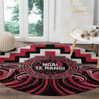 Aotearoa Ngai Te Rangi Round Carpet Maori Iwi Poutama Puhoro Tattoo
