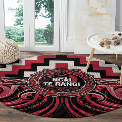 Aotearoa Ngai Te Rangi Round Carpet Maori Iwi Poutama Puhoro Tattoo