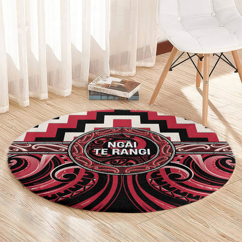 Aotearoa Ngai Te Rangi Round Carpet Maori Iwi Poutama Puhoro Tattoo