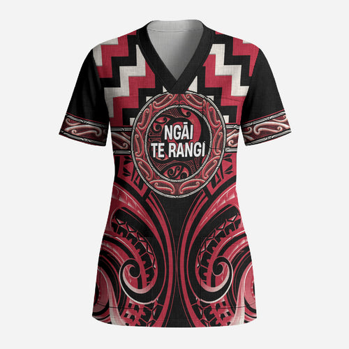 Aotearoa Ngai Te Rangi Personalised Scrub Top Maori Iwi Poutama Puhoro Tattoo