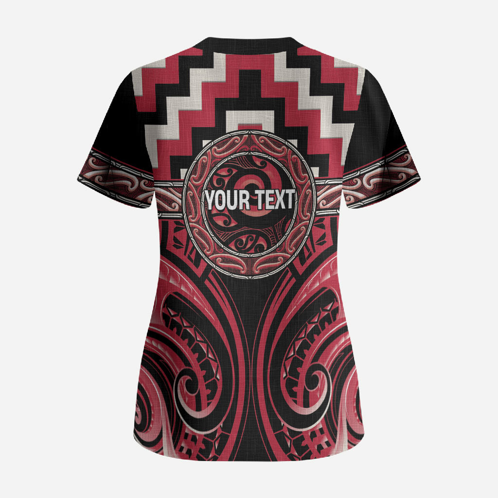 Aotearoa Ngai Te Rangi Personalised Scrub Top Maori Iwi Poutama Puhoro Tattoo