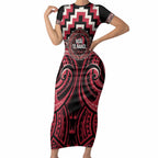 Aotearoa Ngai Te Rangi Personalised Short Sleeve Bodycon Dress Maori Iwi Poutama Puhoro Tattoo