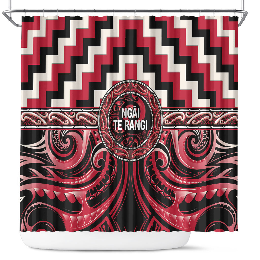 Aotearoa Ngai Te Rangi Shower Curtain Maori Iwi Poutama Puhoro Tattoo