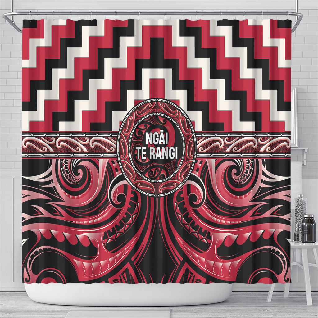 Aotearoa Ngai Te Rangi Shower Curtain Maori Iwi Poutama Puhoro Tattoo