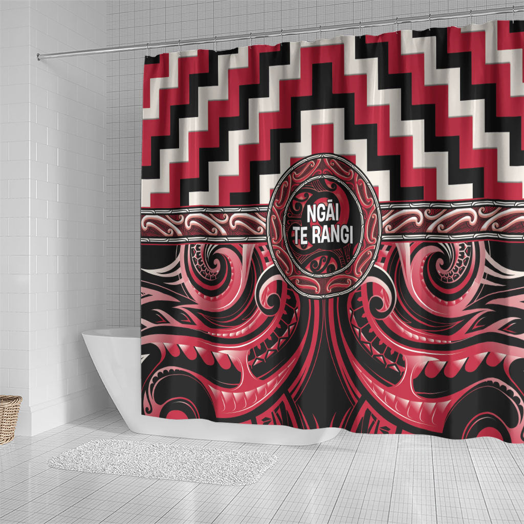 Aotearoa Ngai Te Rangi Shower Curtain Maori Iwi Poutama Puhoro Tattoo