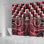 Aotearoa Ngai Te Rangi Shower Curtain Maori Iwi Poutama Puhoro Tattoo