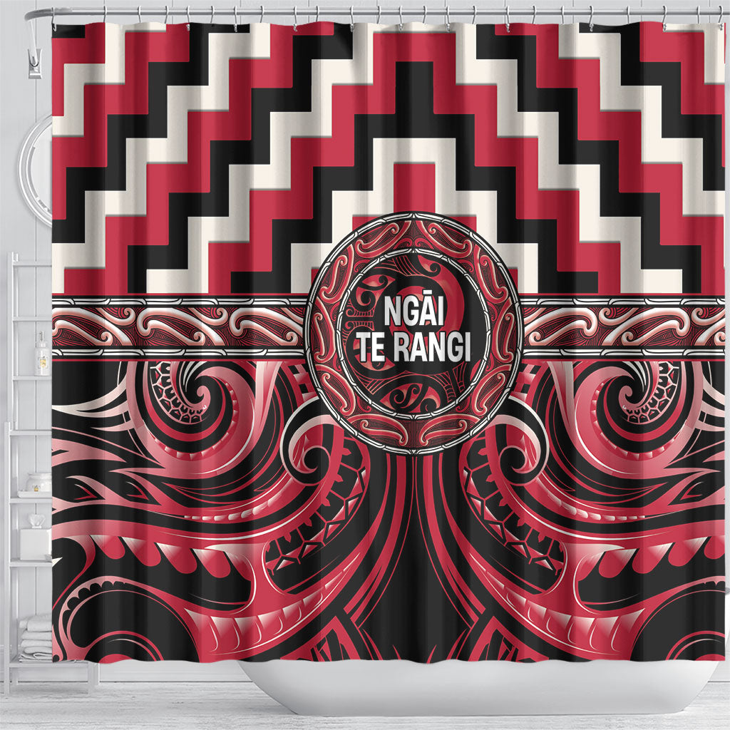 Aotearoa Ngai Te Rangi Shower Curtain Maori Iwi Poutama Puhoro Tattoo