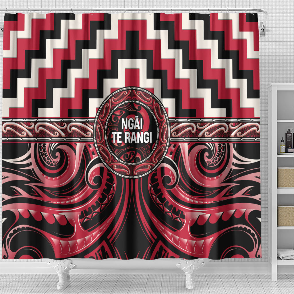 Aotearoa Ngai Te Rangi Shower Curtain Maori Iwi Poutama Puhoro Tattoo
