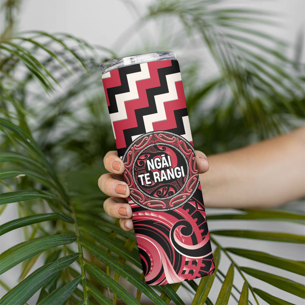 Aotearoa Ngai Te Rangi Personalised Skinny Tumbler Maori Iwi Poutama Puhoro Tattoo