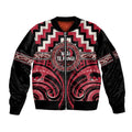 Aotearoa Ngai Te Rangi Personalised Sleeve Zip Bomber Jacket Maori Iwi Poutama Puhoro Tattoo