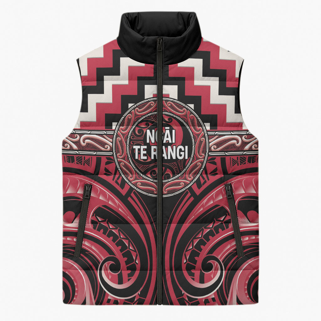 Aotearoa Ngai Te Rangi Personalised Sleeveless Puffer Jacket Maori Iwi Poutama Puhoro Tattoo