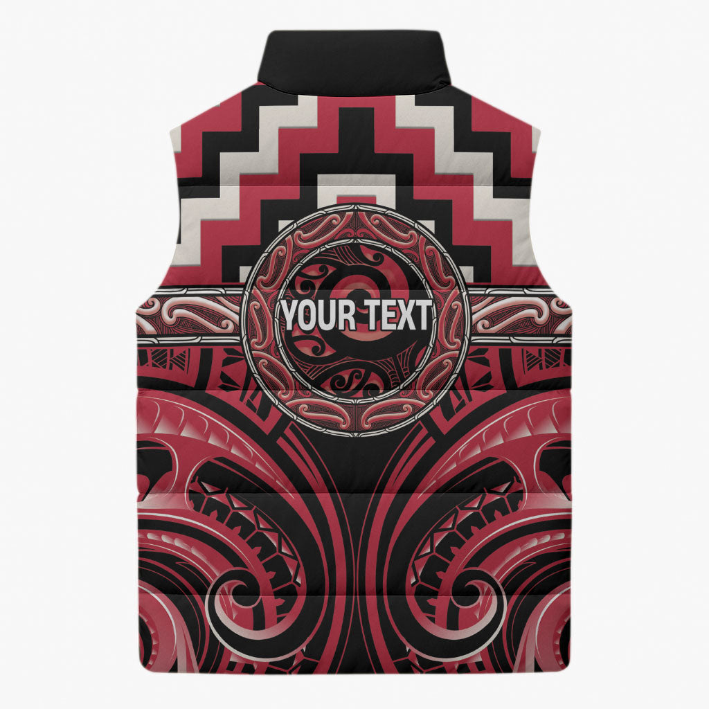 Aotearoa Ngai Te Rangi Personalised Sleeveless Puffer Jacket Maori Iwi Poutama Puhoro Tattoo