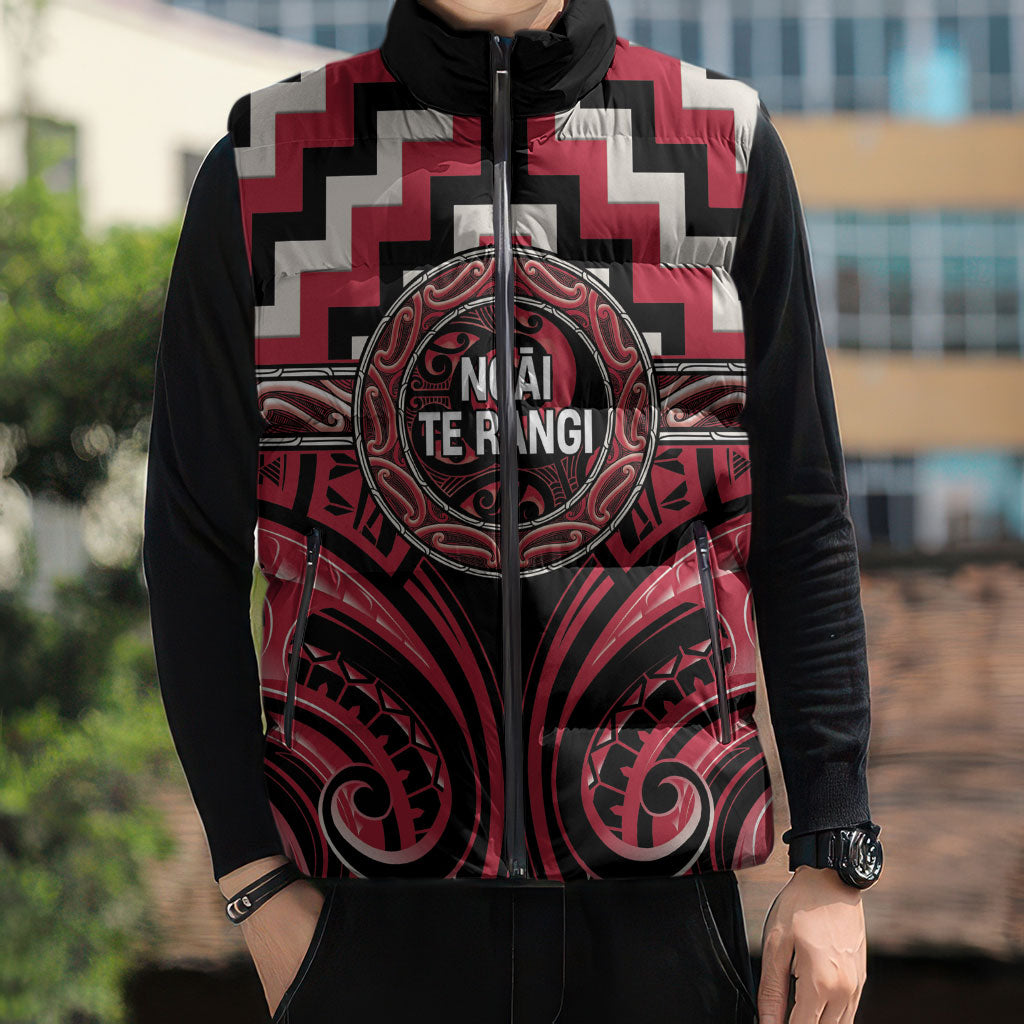 Aotearoa Ngai Te Rangi Personalised Sleeveless Puffer Jacket Maori Iwi Poutama Puhoro Tattoo