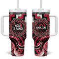 Aotearoa Ngai Te Rangi Personalised Tumbler With Handle Maori Iwi Poutama Puhoro Tattoo