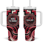 Aotearoa Ngai Te Rangi Personalised Tumbler With Handle Maori Iwi Poutama Puhoro Tattoo