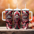 Aotearoa Ngai Te Rangi Personalised Tumbler With Handle Maori Iwi Poutama Puhoro Tattoo