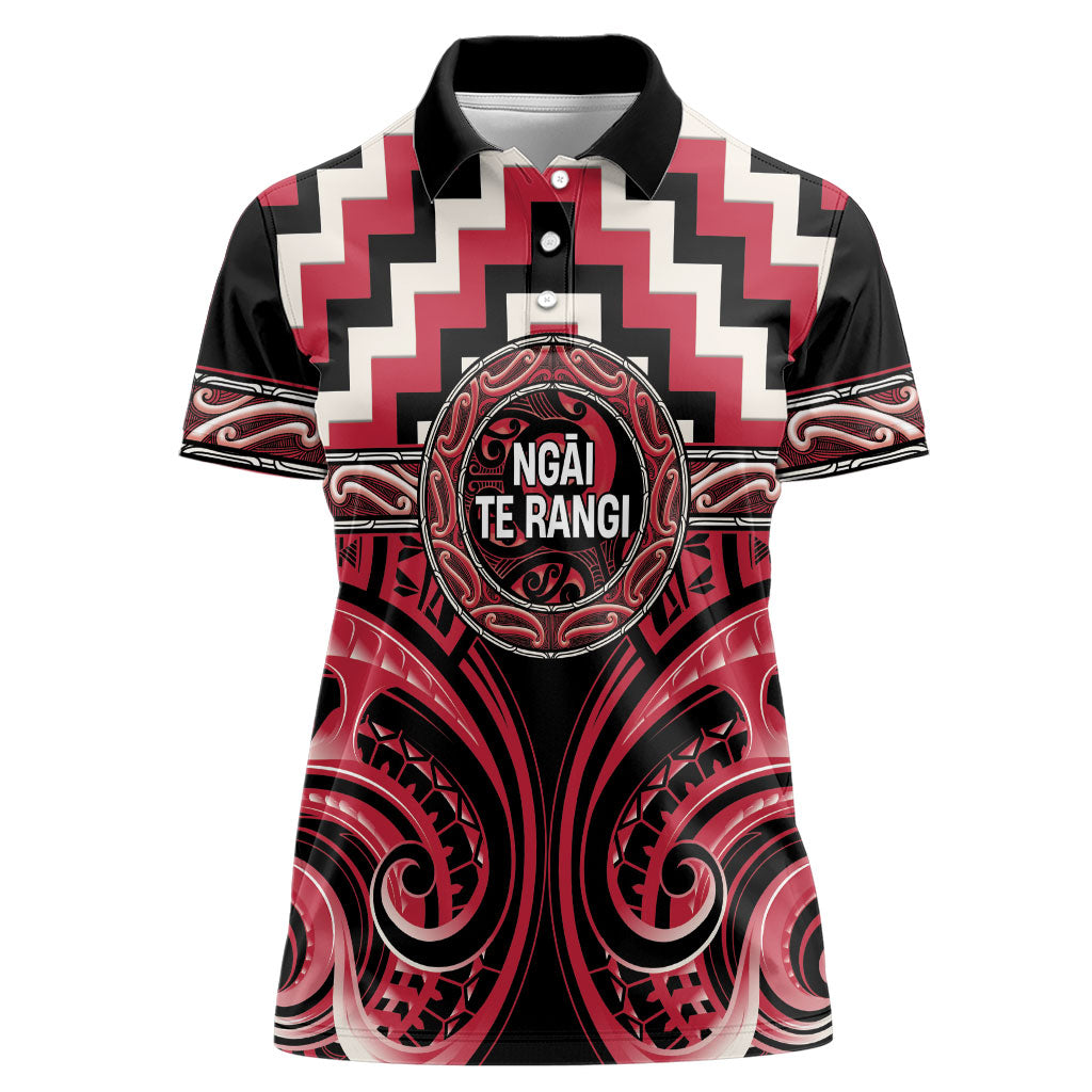 Aotearoa Ngai Te Rangi Personalised Women Polo Shirt Maori Iwi Poutama Puhoro Tattoo