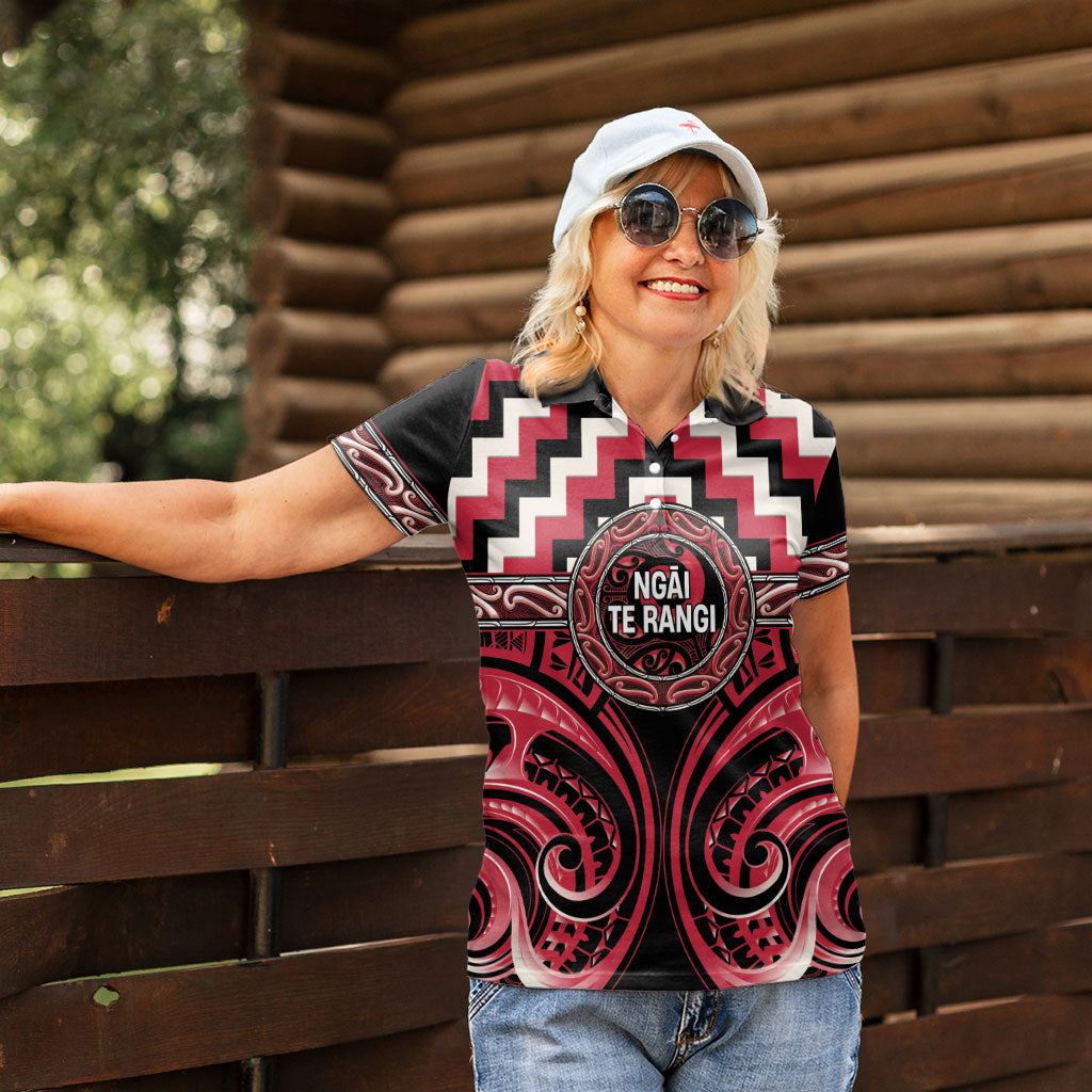 Aotearoa Ngai Te Rangi Personalised Women Polo Shirt Maori Iwi Poutama Puhoro Tattoo