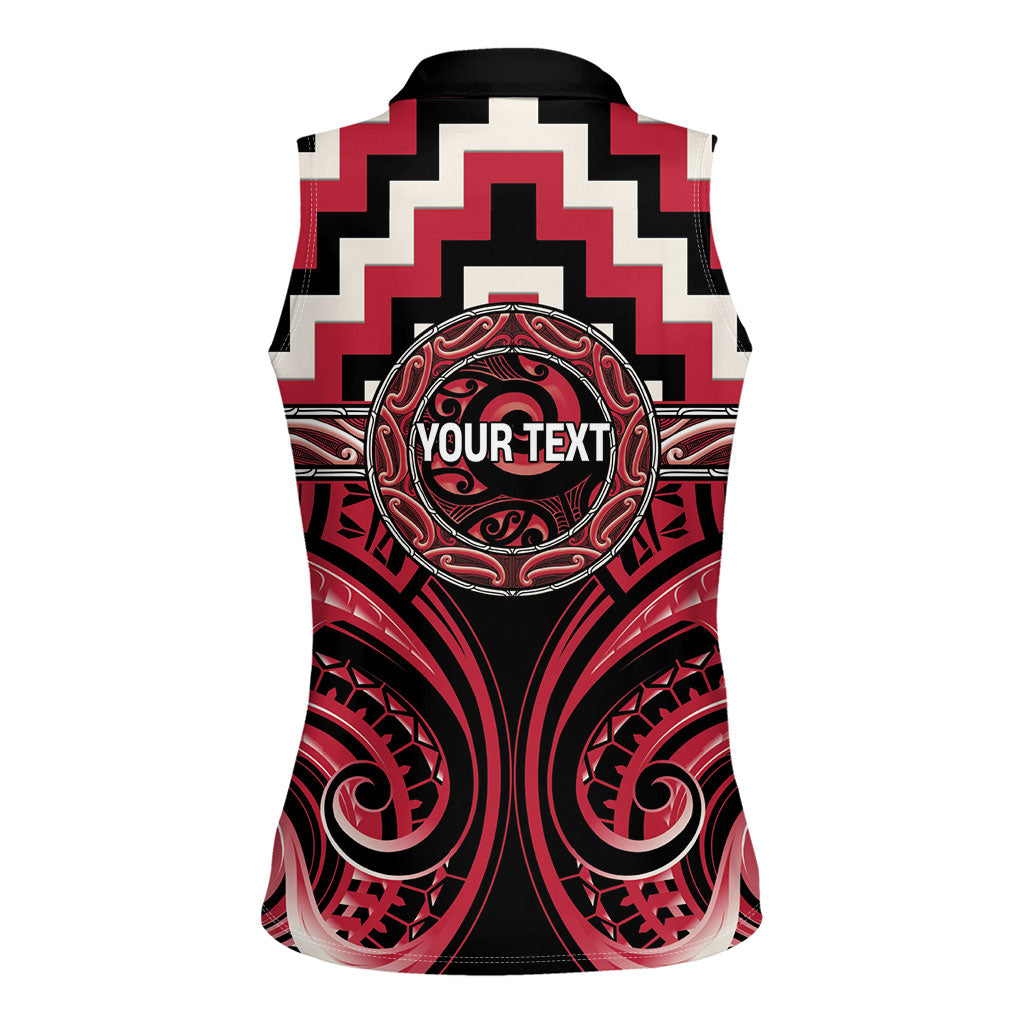 Aotearoa Ngai Te Rangi Personalised Women Sleeveless Polo Shirt Maori Iwi Poutama Puhoro Tattoo