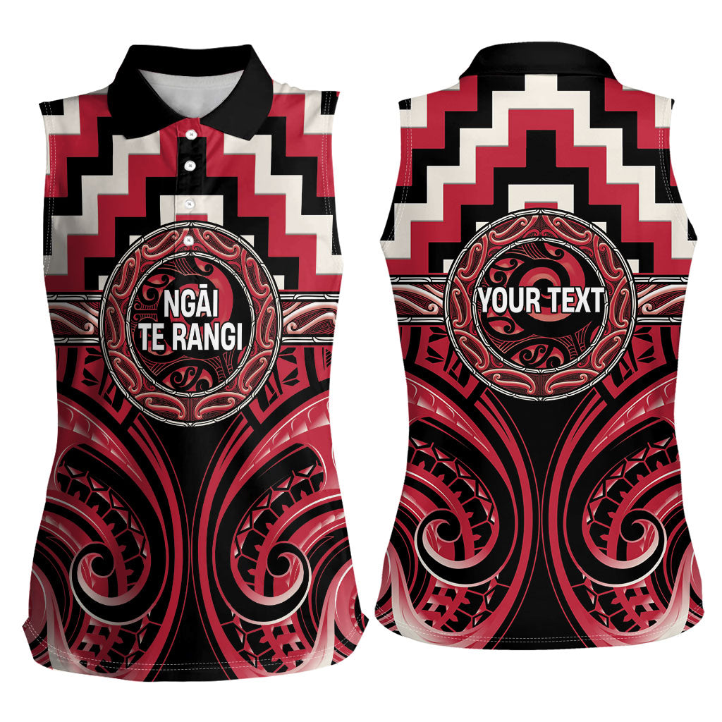 Aotearoa Ngai Te Rangi Personalised Women Sleeveless Polo Shirt Maori Iwi Poutama Puhoro Tattoo