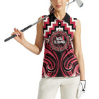 Aotearoa Ngai Te Rangi Personalised Women Sleeveless Polo Shirt Maori Iwi Poutama Puhoro Tattoo