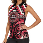Aotearoa Ngai Te Rangi Personalised Women Sleeveless Polo Shirt Maori Iwi Poutama Puhoro Tattoo
